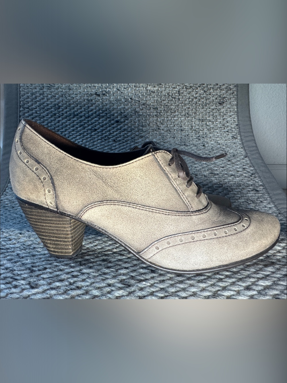 Paul Green Kelsey Nubuck Oxford Heel – Women’s Lace-Up Pumps – Taupe - Picture 5 of 16